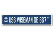 USS WISEMAN DE 667 Street Sign navy ship veteran sailor vet usn gift