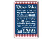 KITCHEN RULES Novelty Sign kitchen home rules family food clean cook gift