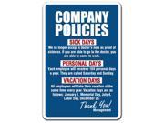 COMPANY POLICIES Novelty Sign employment work funny rules job employee vacation