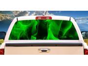 GREEN FLAMES Rear Window Graphic truck view thru vinyl decal back