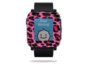 MightySkins Protective Vinyl Skin Decal for Pebble Time Smart Watch cover wrap sticker skins Pink Leopard