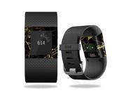 Skin Decal Wrap for Fitbit Surge sticker Black Gold Marble