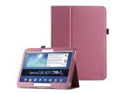 ULAK Galaxy Tab 3 10.1 Case Synthetic Leather Case stand with Stylus Holder for Samsung Galaxy Tab 3 10.1 10.1 inch 2013 Release Rose Red