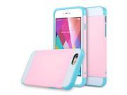 ULAK Hybrid Ultra Slim Protective Case for iPhone 6 Plus and iPhone 6s Plus 5.5 inch Dual Layer Premium Cover with Card Storage Pink Light Blue