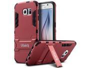 ULAK Galaxy S6 Case Hybird Rubber Case Slim Shock Absorption Protection Cover for Samsung Galaxy S6 with Kick Stand Feature Red