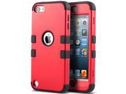 ULAK Hybrid Hard Pattern with Silicon Case Cover for Apple iPod Touch 6 5th Generation Red Black