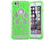 ULAK 3 in 1 Candy Color Hybrid Slim Crystal Transparent Case for Apple iPhone 6S 6 4.7 Inch Green Skull