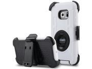ULAK Galaxy S6 Edge Case Hybird Rugged and Silicone Protective Cover with Kickstand and Belt Clip Holster for Samsung White Black