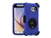 ULAK Galaxy S6 Case Shockproof Hybrid Rugged Rubber Holster Case Cover for Samsung Galaxy S6 w Swivel Locking Belt Clip Kickstand Blue Black