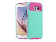ULAK Galaxy S6 Case 2in1 Hybrid Rubber Matte Slim Hard Case Cover for Samsung Galaxy S6 Mint Green Hot Pink