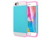 ULAK 4.7 Inches Colorful Hybrid TPU PC 2 in 1 Rubber Hard Case Cover for iPhone 6 Light Blue PC Pink TPU