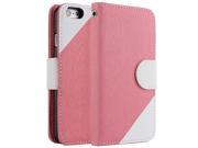 ULAK Contrast Colored Wood Line PU Leather Wristlet Wallet Case for Apple iPhone 6S 6 4.7 Inch Pink White