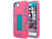 ULAK Ultra Hybrid Shockproof Heavy Duty Armor Case for Apple iPhone 6S 6 4.7inch with Kickstand AquaBlue Hot Pink