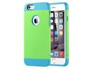 ULAK 2 in 1 Shield Series Hybrid Shockproof Case for Apple iPhone 6S 6 4.7 Inch Light Blue Green