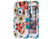 ULAK Blossoming Flower Pattern 3 Layers Hybrid Imapct Bumper Case for Apple iPhone 6S 6 4.7 Inch Blue