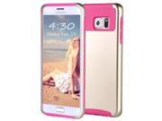 ULAK S6 Edge Plus Case 2 in 1 Hybrid Dual Layer Protective Plastic Hard Shell and Fexible TPU Slim Cover for Samsung Galaxy Champagne Gold Hot Pink