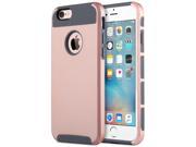 ULAK iPhone 6 Plus Hybrid Phone Case Heavy Duty Hard Design Cover with Bumber for Apple iPhone 6 6S Plus 5.5 Rose Gold Grey