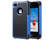 iPhone 4 Case ULAK Heavy Duty Shockproof Durable Hybrid Dual Layer Rugged Protective Cases Cover with Hard Plastic and Soft Silicone for iPhone 4 4S Black Blue