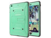 ULAK Knox Armor Series Rugged Dual Layer Hybrid Protective Case and Impact Resistant Bumper for Apple iPad Mini 1 2 3 with Kickstand Mint Green Gray