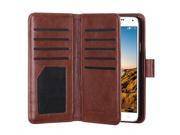 ULAK Galaxy S5 Case [Wallet Design] Flip Premium Synthetic Leather Cover with Built in 9 Card Slots Case For Samsung Galaxy S5 Galaxy SV Galaxy S V Brown