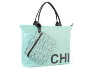 CHICMODA Fashion Tote Bag Waterproof Shoulder Bag HandBag with detachable zippered pouch Aqua Blue