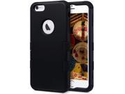 ULAK [Hard Plastic] [Silicone] Combo Protective Case Rubber Bumper Heavy Duty Dual Layer Cover for iPhone 6 Plus 5.5 2014 Black Black