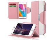 ULAK Dual Color Wallet Case with Card Slots for Apple iPhone 6S 6 4.7 Inch Pink White