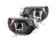 Anzo USA 111290 Projector Headlight Set; Clear Lens; Black Housing; Pair; w U Bar;