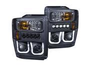 Anzo USA 111305 Projector Headlight Set; Clear Lens; Black Housing; Pair; w U Bar;