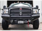 Fab Fours DR03 S1060 1 Black Steel; Front Ranch Bumper; 2 Stage Black Powder Coated; w Full Grill