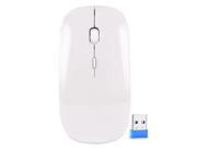 2.4GHz Wireless Rechargeable 3 Button Optical Scroll Mouse w Nano USB Receiver 350mAh Lithium Battery White