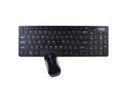 2.4GHz 95 Key Wireless Ultra Low Profile Spill Resistant Multimedia Keyboard Optical Mouse Kit Black