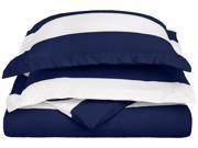 Impressions 400 Thread Duvet Cover Set Premium Long Staple Cotton Twin Navy Blue
