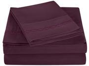 Impressions Twin XL Sheet Set Microfiber Embroidered CLOUDS Design GIFT BOX Plum