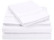 Impressions Twin XL Sheet Set Wrinkle Free Microfiber Embroidered 2 LINE Design White