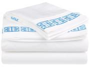 Impressions Kendell Embroidered Sheet Set Long Staple Cotton Twin XL White Light Blue