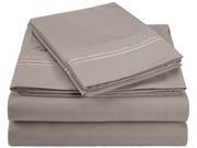 Impressions Twin XL Sheet Set Wrinkle Free Microfiber Embroidered 2 LINE Design Silver