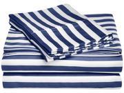 Impressions Cabana Striped Sheet Set 600 Thread Count Olympic Queen Navy Blue