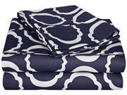 Impressions Scroll Park Sheet Set 600 Thread Count Cotton Rich Full Navy Blue