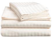 Impressions Striped 300 Thread Sheet Set Premium Long Staple Cotton Queen Ivory