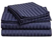 Impressions Striped 300 Thread Sheet SetPremium Long Staple Cotton Olympic QueenNavy Blue
