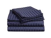 Impressions Striped 300 Thread Sheet Set Premium Long Staple Cotton Full Navy Blue