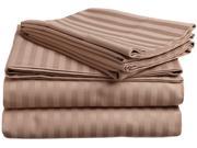 Impressions Striped 300 Thread Sheet Set Premium Long Staple Cotton Twin XL Taupe