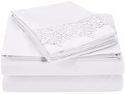 Impressions Cal King Sheet Set Microfiber Embroidered REGAL LACE Design GIFT BOX White