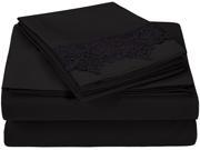 Impressions Twin XL Sheet Set Microfiber Embroidered REGAL LACE Design GIFT BOX Black