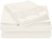 Impressions Cal King Sheet Set Microfiber Embroidered REGAL LACE Design GIFT BOX Ivory