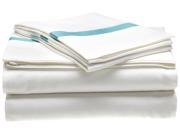 Impressions 300 Thread Count Sheet Set 100% Long Staple Cotton Full White Turquoise
