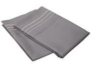 Impressions King Pillowcases Wrinkle Free Microfiber Embroidered 2 Piece Set Silver