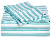 Impressions Striped Cabana Sheet Set for Kids 600 Thread Count Full Sky Blue