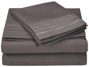 Impressions Queen Sheet Set Microfiber Embroidered 3 LINE Design GIFT BOX Silver
